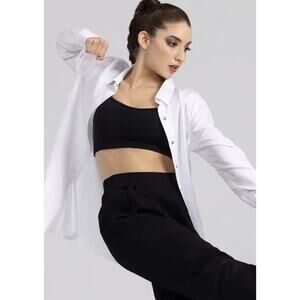 Weissman Dance Costume Solid Button Down Shirt Size LC Large Child White